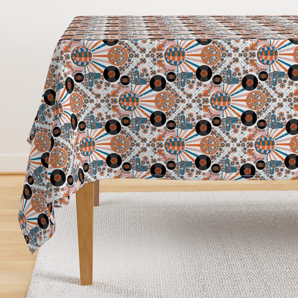 Disco Tablecloth Retro 70s Roller Disco And Boots by famenxt Disco Party Roller Skates Skates Cotton Sateen Tablecloth by