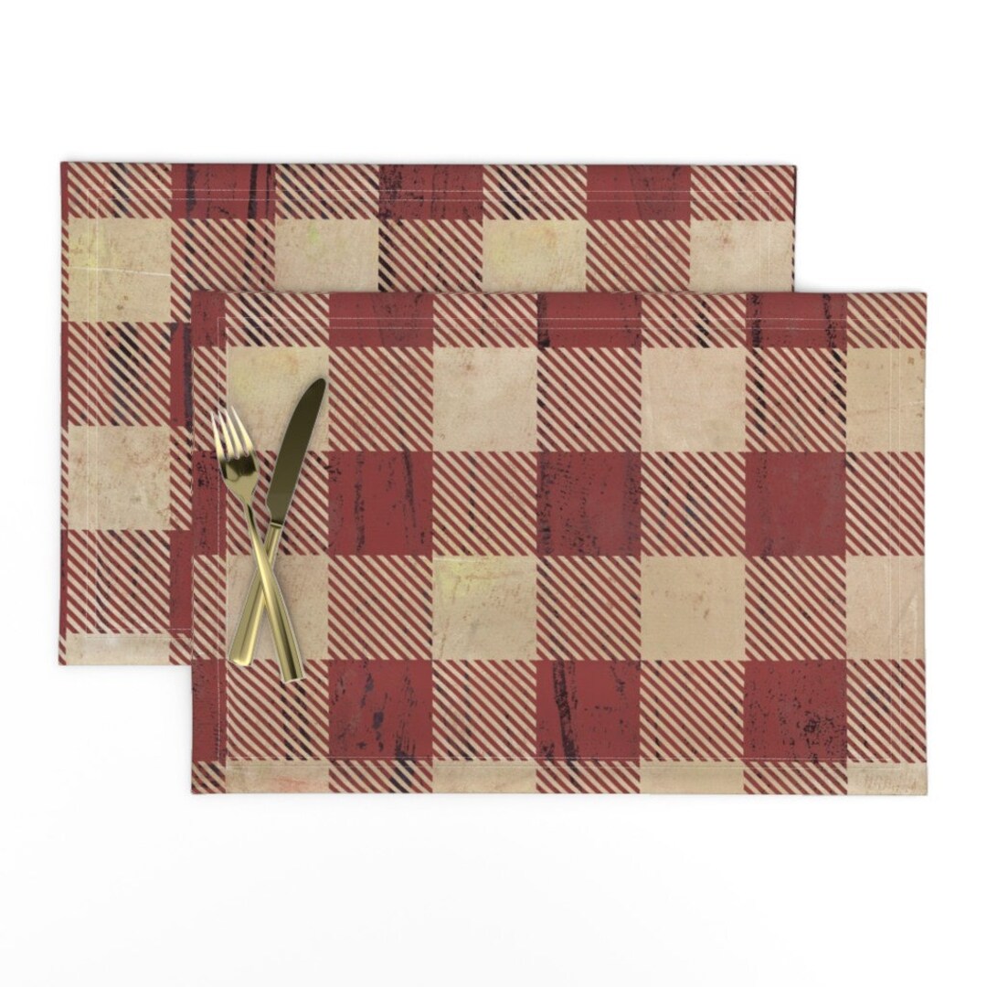 Rustic Plaid Placemats set of 2 Buffalo Plaid Rustic Red Etsy