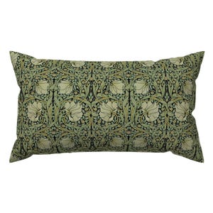Victorian Lumbar Pillow - Antiqued Pimpernel Small by peacoquettedesigns - Sage Green Edwardian Pimpernel Rectangle Accent Throw Pillow