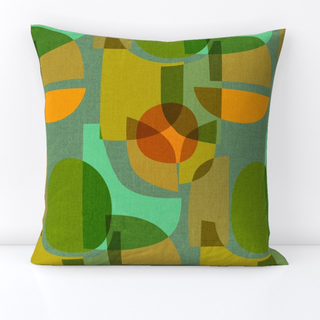 Green Mid Century Throw Pillow - Mod Kaleidoscope by Ceciliamok - Retro ...
