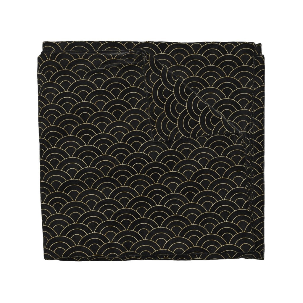 Japanese Sashiko Duvet Cover Gold and Black Japanese by Etsy