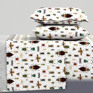 Vintage Inspired Bug Sheets - Bug Collection by shopcabin - Insect Entomology  Cotton Sateen Sheet Set Bedding by Spoonflower