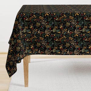 Flower Tablecloth - Holly Menagerie by crystal_walen - Red Floral Holiday Christmas Xmas Rose Cotton Sateen Tablecloth by Spoonflower