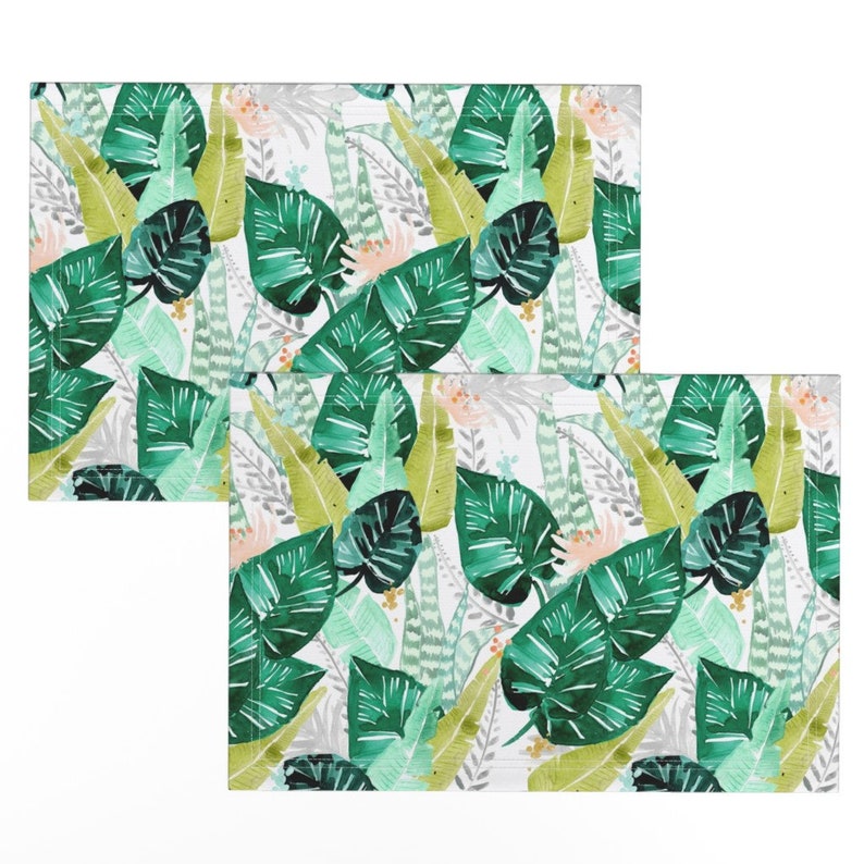 Tropical Placemats set of 2 Tropical White by Etsy