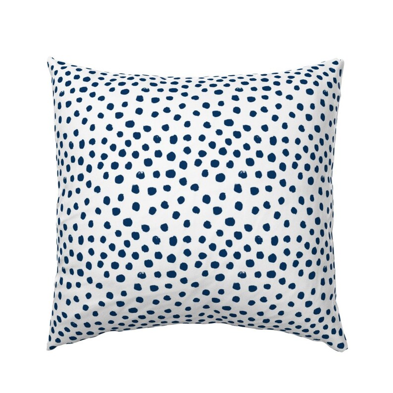 Polka Dot Pillow Sham Navy Dots Painted Dot Spots by Etsy