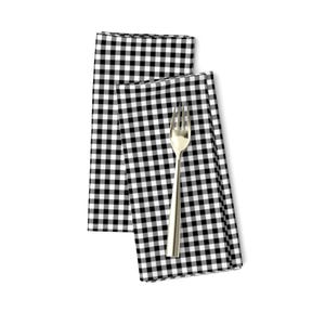 Plaid Dinner Napkins (Set of 2) - Winter Plaid Black And White  by shopcabin - Gingham Black And White Checker Cloth Napkins by Spoonflower