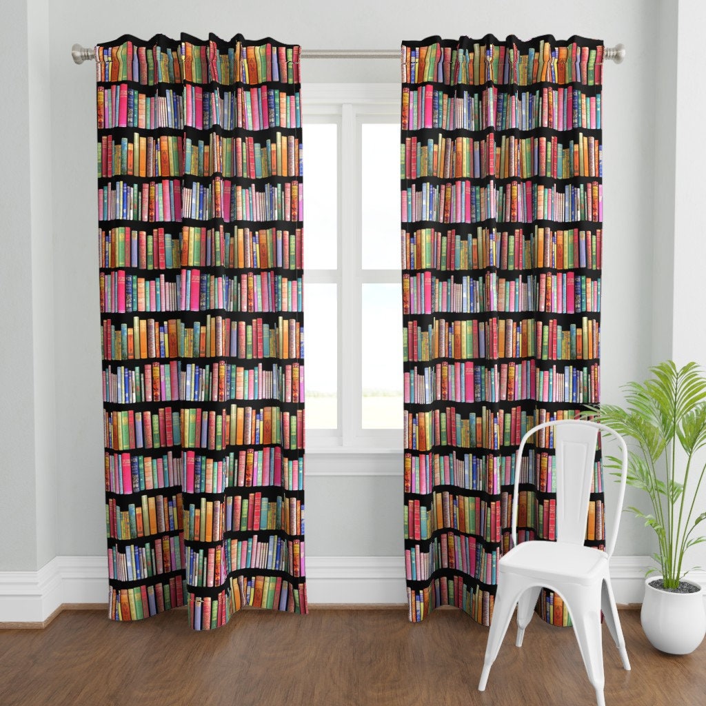 Vintage Bookshelf Curtain Panel Antique Books by Etsy