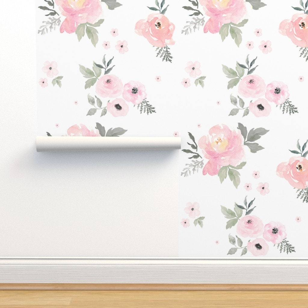 Papel Pintado Removible RoomMates - Estampado Flores Perennes Rosas, Rollo 52 Cm Ancho X 5 M (aprox.), Despegar Y Pegar