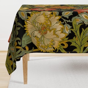 Art Nouveau Tablecloth - Large Garden by hnldesigns -  Folk Art William Morris Arts And Crafts Cotton Sateen Tablecloth by Spoonflower