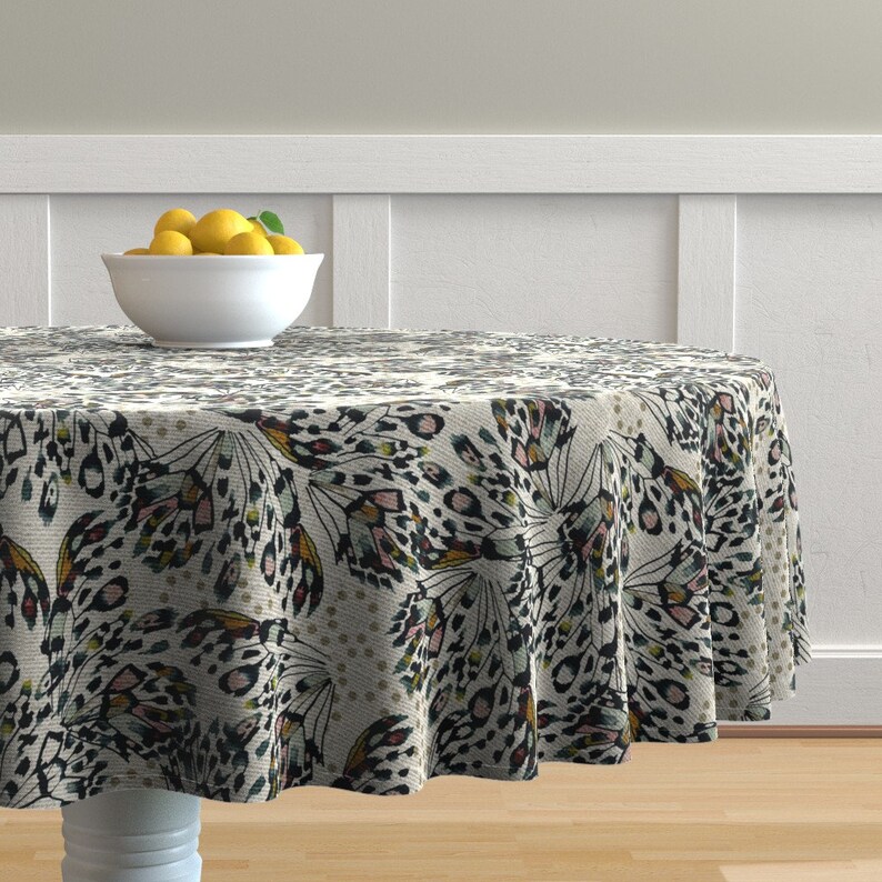 Animal Print Round Tablecloth Bokeh Wings by Etsy
