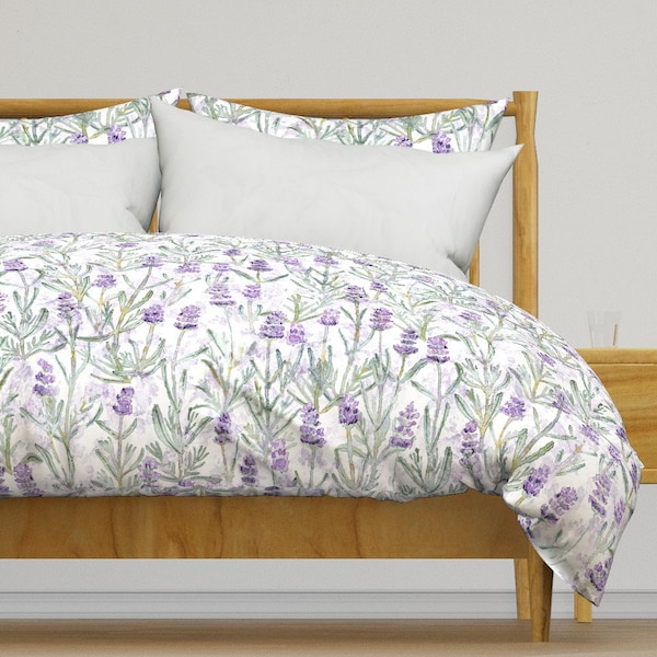 Lavednar Bedding - Lavender by ramarama - Floral Purple Plants Summer Home Decor Cotton Sateen Duvet Cover OR Pillow Shams by Spoonflower