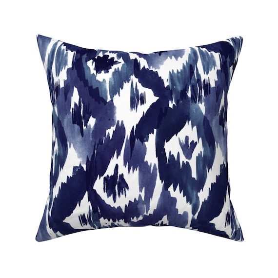 Abstract Indigo Blue Watercolor Throw Pillow Cover w Optional Insert by Roostery