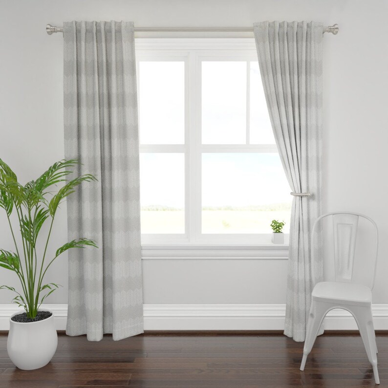 Herringbone In Gray by Herringbone Curtain Panel Chevron Stripes Custom Curtain Panel by Spoonflower