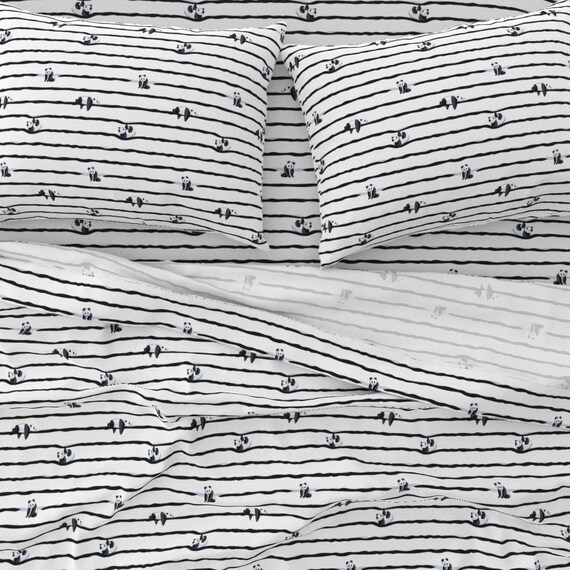 Cute Pandas Sheets Stripes and Pandas by Daesigrafik Etsy