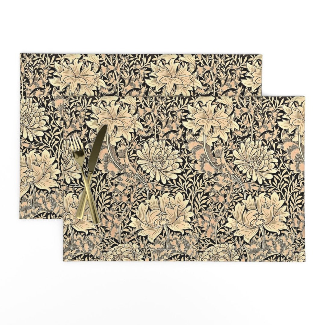 Victorian Inspired Placemats set of 2 Chrysanthemum Wood by Amyvail