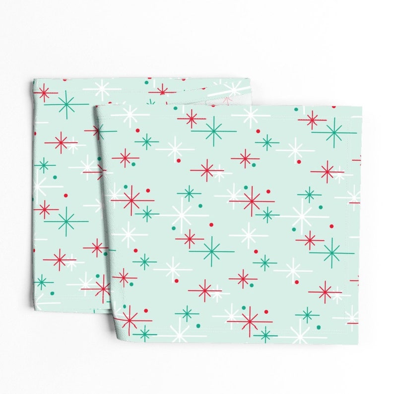 Mid Century Table Runner Nifty Stars by thecalvarium Retro Mid Century Modern Christmas Star Cotton Sateen Table Runner by Spoonflower image 4