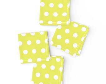 Yellow Cocktail Napkins (Set of 4) - Polka Dots Yellow by unasomerville -  Bright Retro Neon Doll Fashion Doll Cloth Napkins by Spoonflower