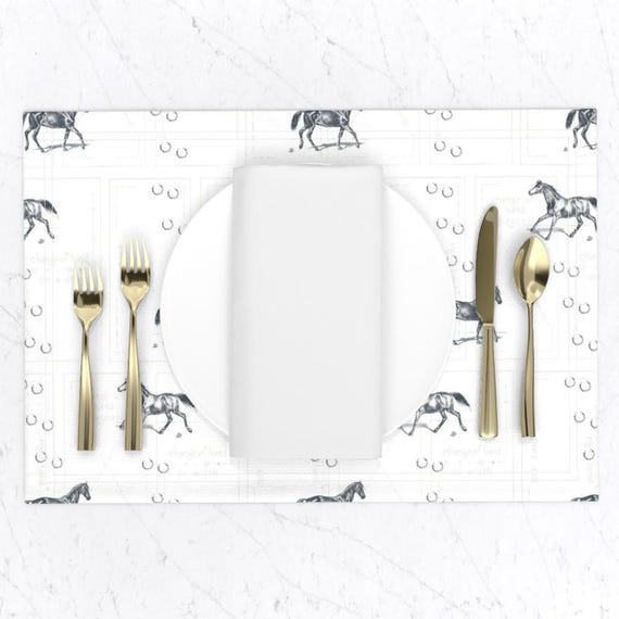 乗馬用プレースマット 2枚セット - 馬 ヴィンテージスタイル 馬場馬術