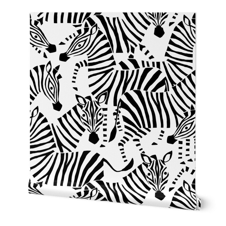 Abstract Zebra Wallpaper Zebra Black and White by Etsy