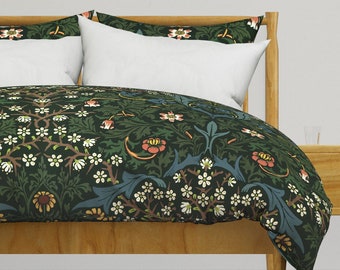William Morris Bedding - Blackthorn by thevictorianoctagon - Vintage Antique Tulips Cotton Sateen Duvet Cover OR Pillow Shams by Spoonflower