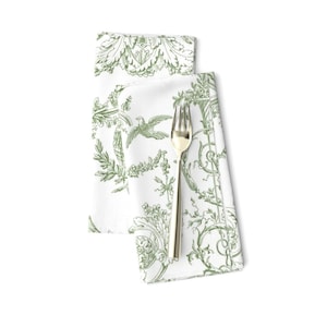 Grün Damast Toile Stoffservietten (2er-Set) - Capetian Toile von lilyoake - Grün Weiße Romantische Rokoko Stoffservietten von Spoonflower