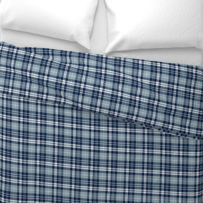 Denim Blue Plaid Duvet Cover Fall Plaid by Littlearrowdesign Etsy