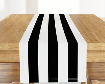 Black Stripe Table Runner - 2.5 Inch Stripes by trizzuto -  Vertical Stripes Black And White Cotton Sateen Table Runner by Spoonflower