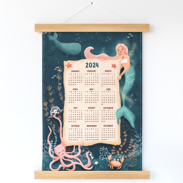 Mermaid 2024 Calendar Etsy