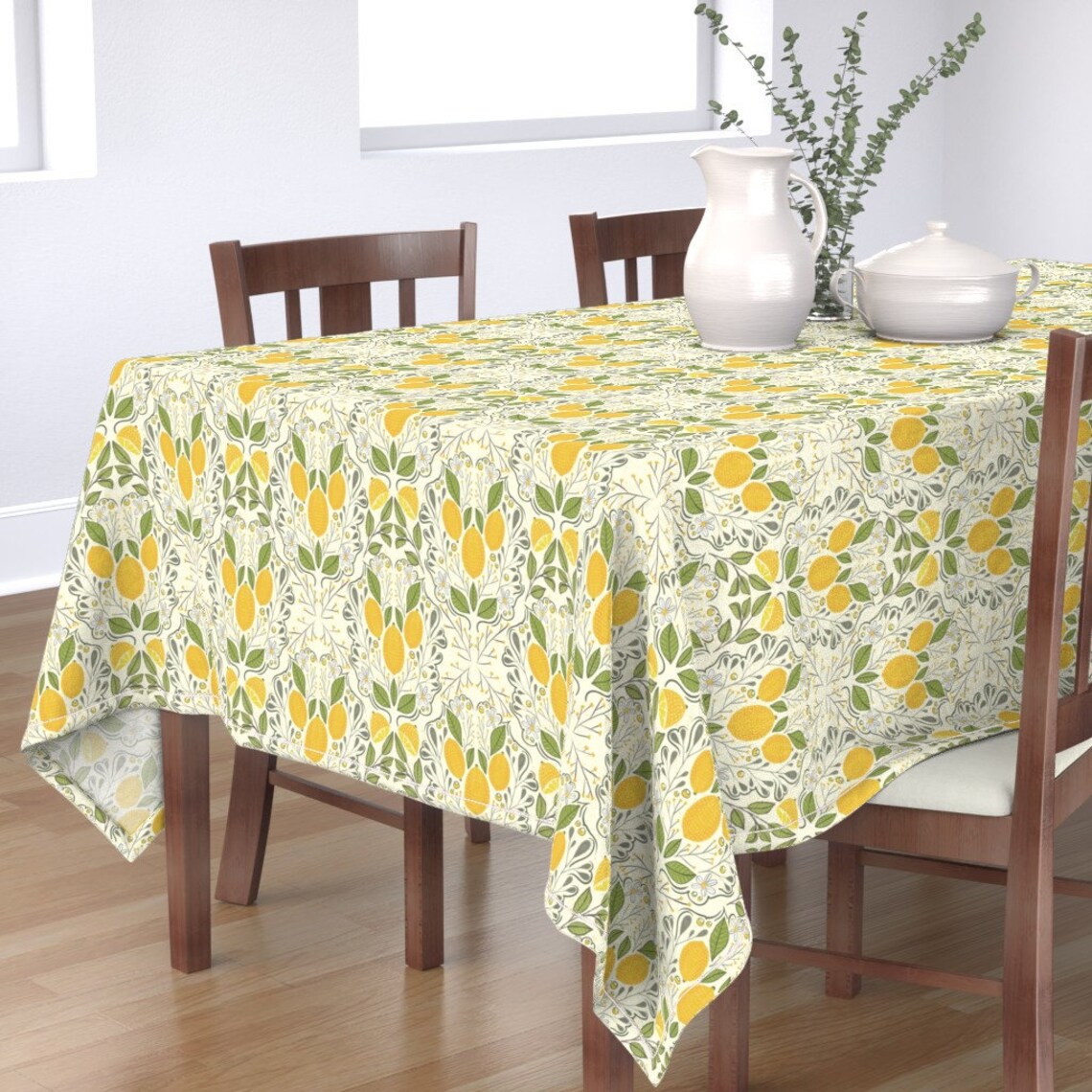 Folk Art Citrus Tablecloth Lemon Drop by Ashleyinthestars Etsy