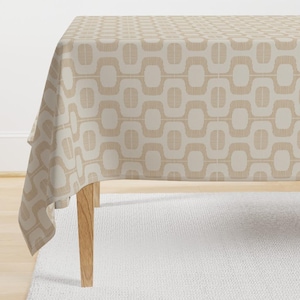 Mid Century Modern Tablecloth - Neutral Mid Century by onesweetorange - Retro Inspired Atomic Era  Cotton Sateen Tablecloth by Spoonflower