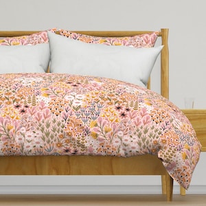 Boho Blush Floral Bedding - Tiny Flowers by trendy_creation_prints - Baby Girl Cotton Sateen Duvet Cover OR Pillow Shams by Spoonflower