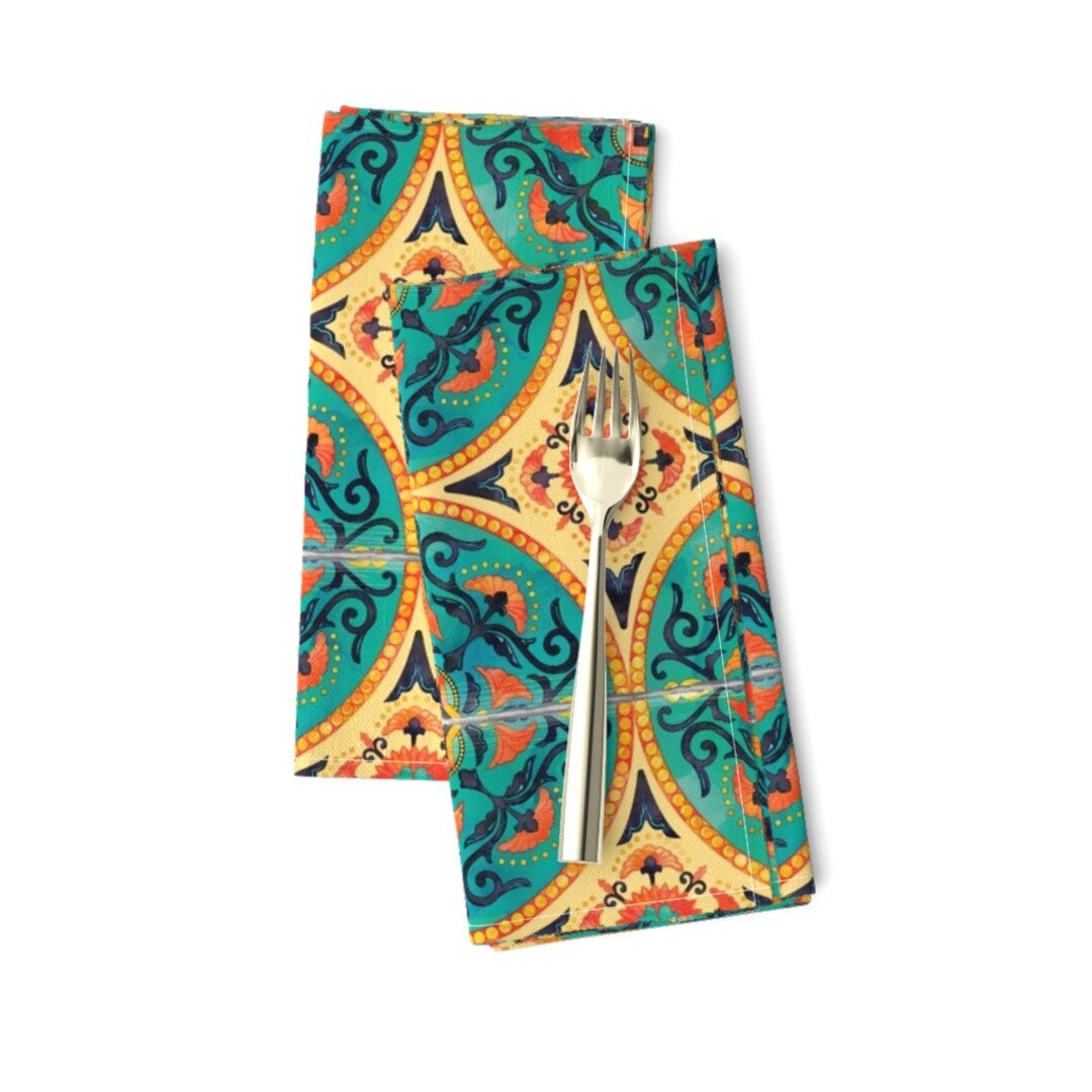 Bright Spanish Tiles Dinner Napkins set of 2 Adalucia Tile by