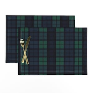 Dark Tartan Placemats (Set of 2) - Dark Green Plaid by laurapol - Scottish Traditional Winter Plaid Tartan  Cloth Placemats by Spoonflower