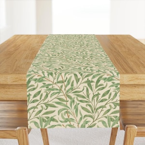 William Morris Table Runner - Willow Bough by peacoquettedesigns - Victorian Art Nouveau Botanical Cotton Sateen Table Runner by Spoonflower