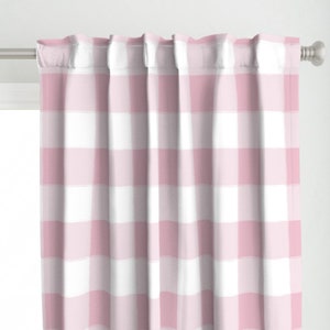 Buffalo Check Curtain Panel - Large Azalea Buffalo Check by sugarfresh - Pink Gingham Plaid Classic  Custom Curtain Panel by Spoonflower