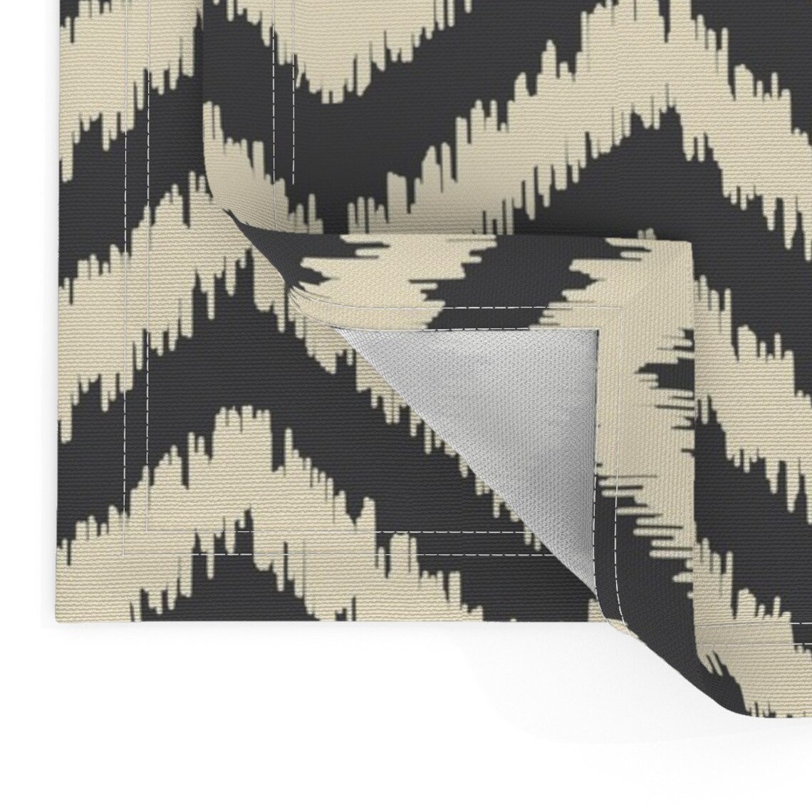 Zig Zag Placemats set of 2 Black and Cream Ikat Chevron by Etsy