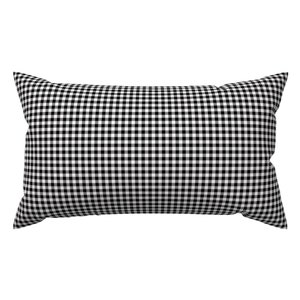 May include: Black and white checkered rectangular pillow with a soft, plush texture.