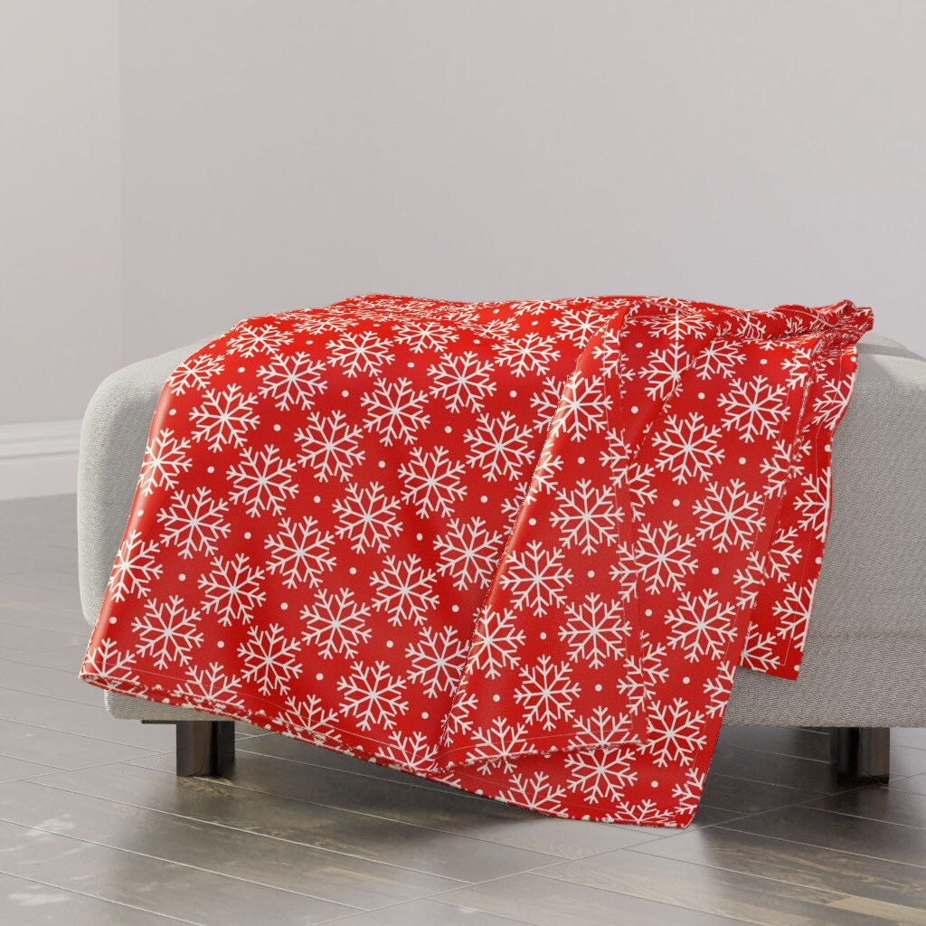Red Snowflakes Throw Blanket Christmas Snowflakes by Etsy