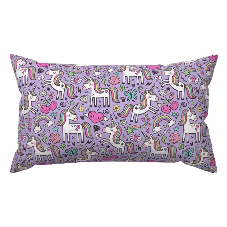 Happy White Unicorns Accent Pillow Unicorns & Hearts by Etsy