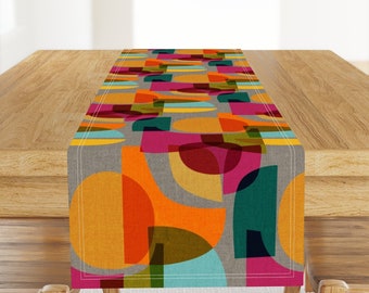 Midcentury Modern Table Runner - Kaleidoscope by ceciliamok - Bright Geometric Retro Abstract Cotton Sateen Table Runner by Spoonflower