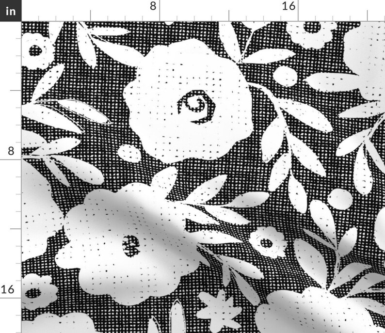 Floral Table Runner Black and White Flowers by Ottomanbrim Etsy