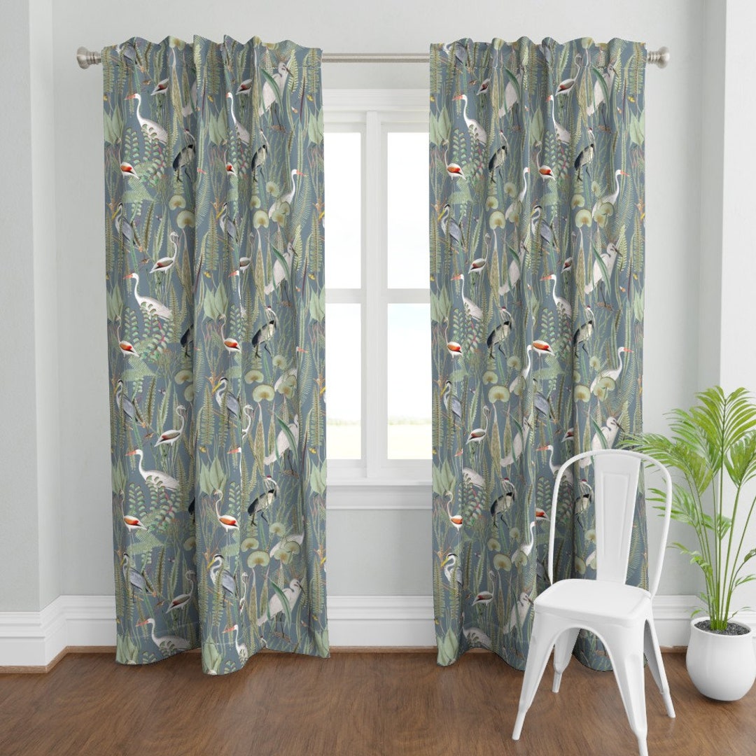 Cranes Curtain Panel Herons in Marsh by Down_river_homegoods Etsy