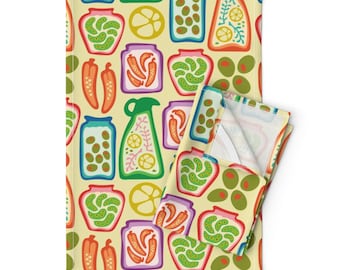 Pantry Foods Tea Towels (Set of 2) - Gourmet Food by unblinkstudio-by-jackietahara - Vintage Summer  Linen Cotton Tea Towels by Spoonflower