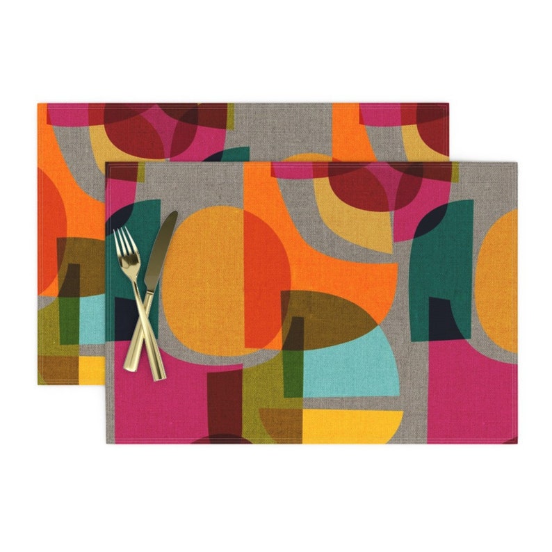 Midcentury Modern Placemats Set of 2 Mid Century Etsy