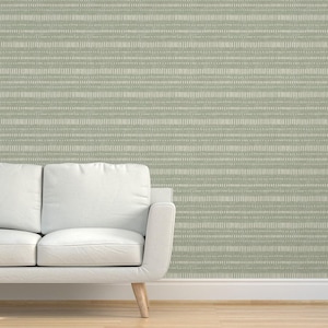 Desert Sage Textured Grasscloth Wallpaper - Dash Up by scarlet_soleil - Modern Abstract Farmhouse Natural Sisal Wallpaper Spoonflower