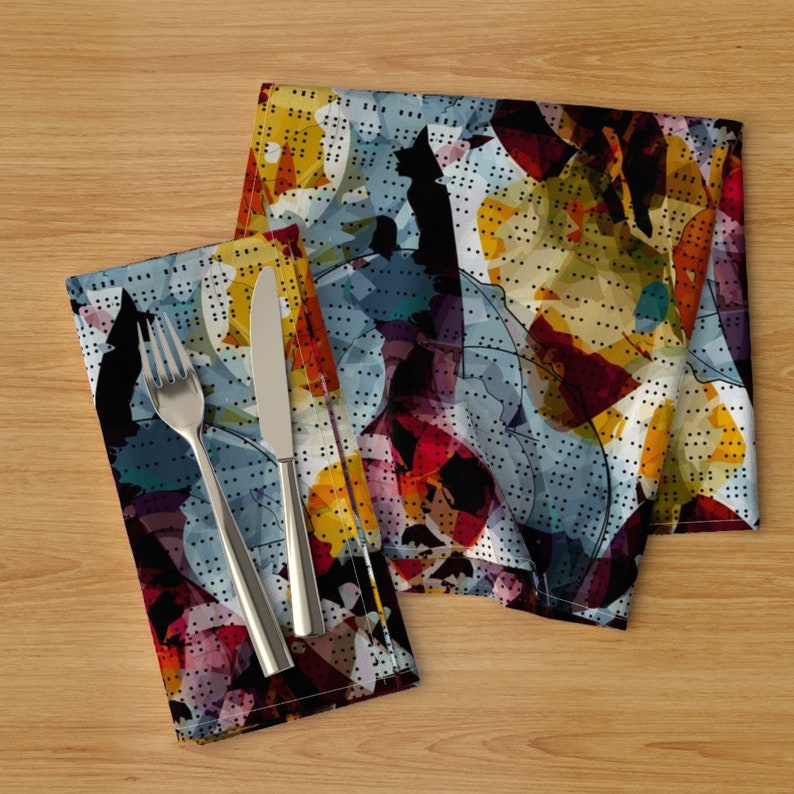 Abstract Painterly Cloth Napkins by Spoonflower Gestural Watercolor Dinner Napkins Set of 2 - Dotty Watercolor by jenflorentine