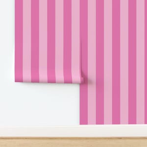 Pink Stripe Non-Pasted Wallpaper Large Scale Candy Stripes Classic Spring - Spring Day by kittycansew Wallpaper by Spoonflower