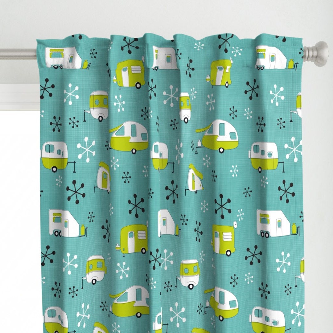 Retro Camping Curtain Panel Julie's Campers by Etsy
