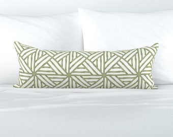 Geometric XL Lumbar Pillow Bamboo Trellis by Taranealart Warm