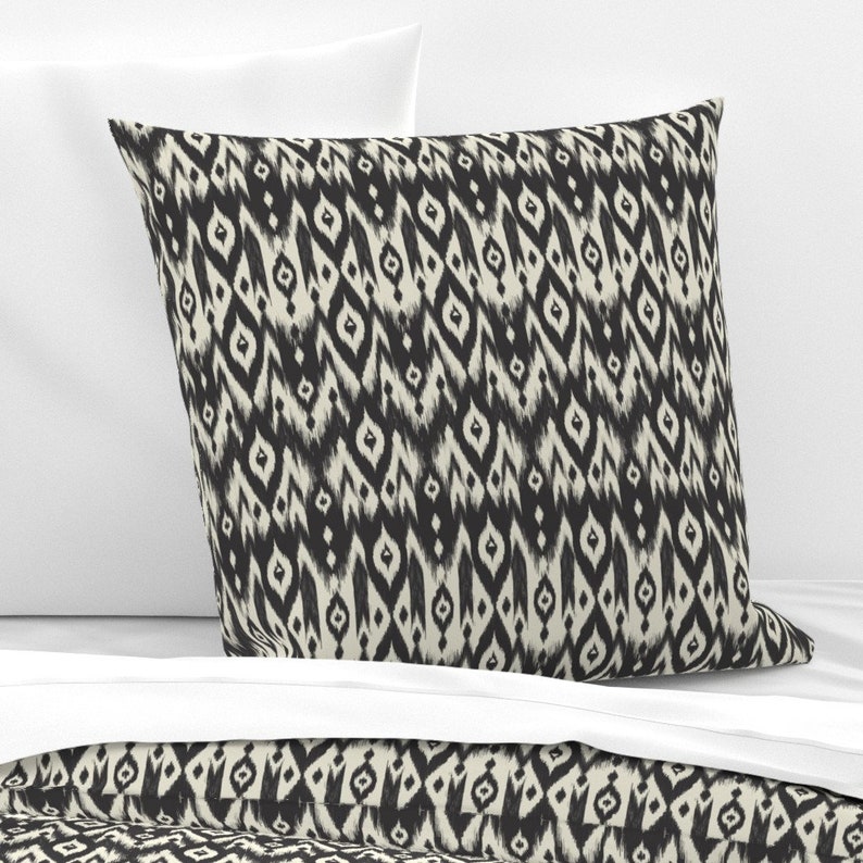 Boho Pillow Sham Black & Cream Tribal Ikat by Etsy